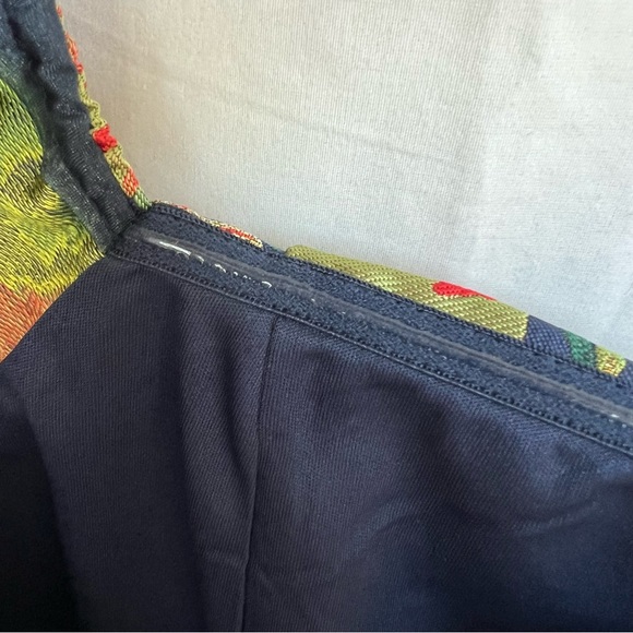 *SOLD c* Lulu’s So Stunning Navy Blue Floral Jacquard Puff Sleeve Dress small - Picture 8 of 16